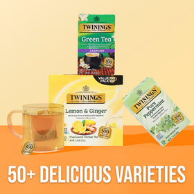 Box display of Twinings Lemon & Ginger tea bags for easy selection.