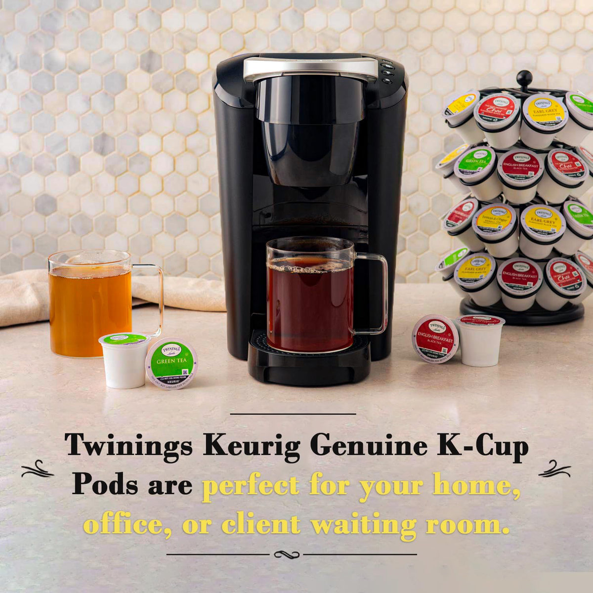 Gift-ready Twinings Lemon & Ginger Tea K-Cup set with aroma.