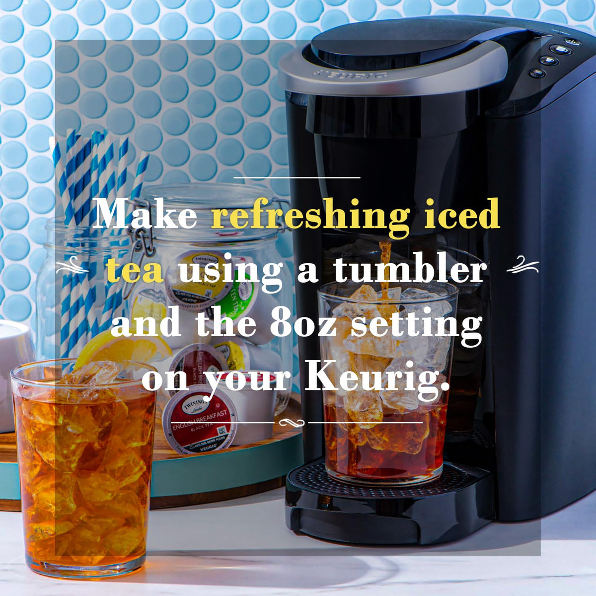 Refreshing iced Twinings Lemon & Ginger Tea K-Cup beverage option.