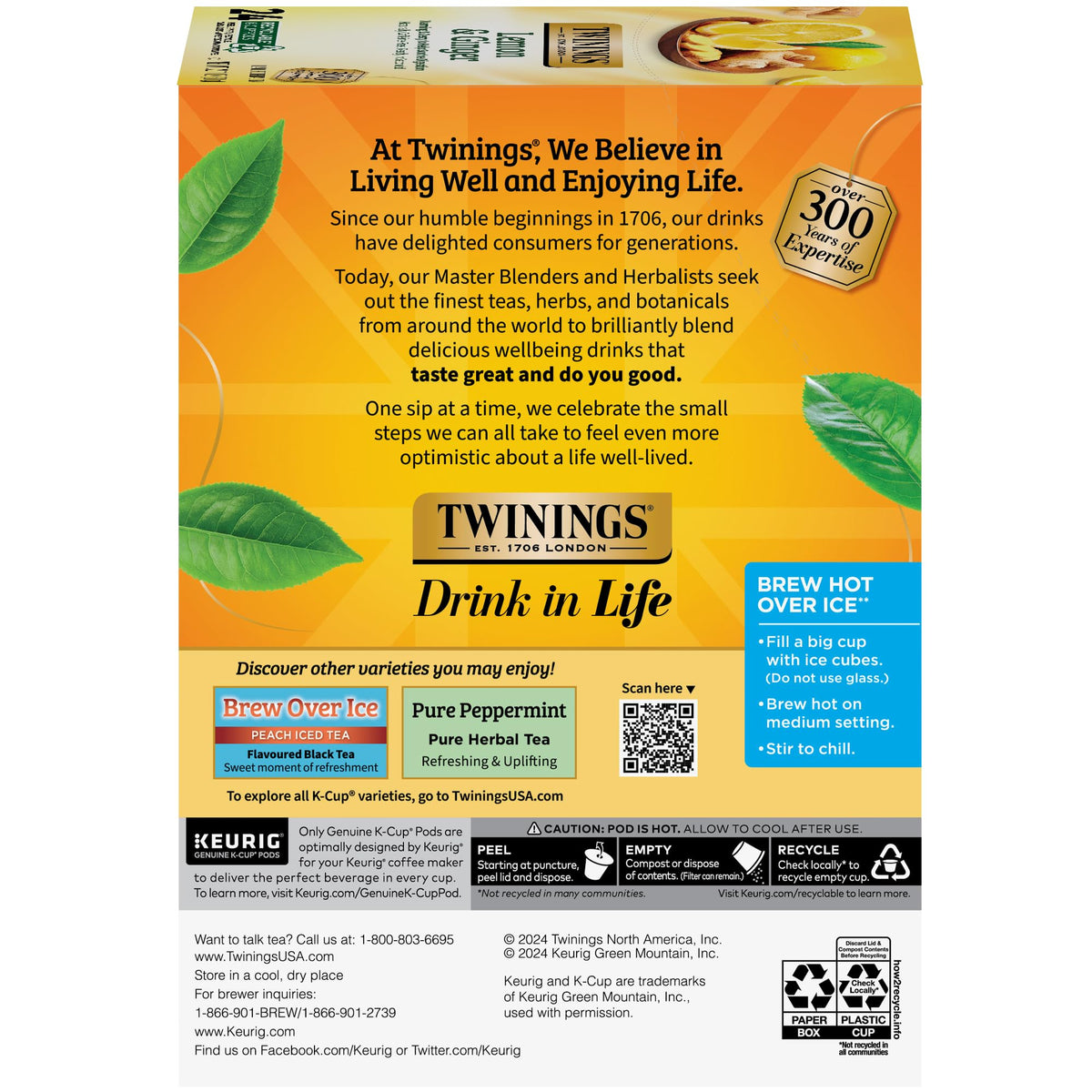 Twinings Lemon & Ginger tea provides a soothing moment to sip.