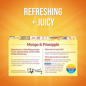 Twinings Mango Pineapple tea box close-up shows individual wrapper freshness