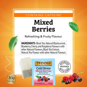 Fruity notes of cherry, blueberry, blackcurrant and raspberry in Twinings mix.