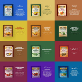Twinings Nightly Calm herbal tea invites restful evenings caffeine-free.