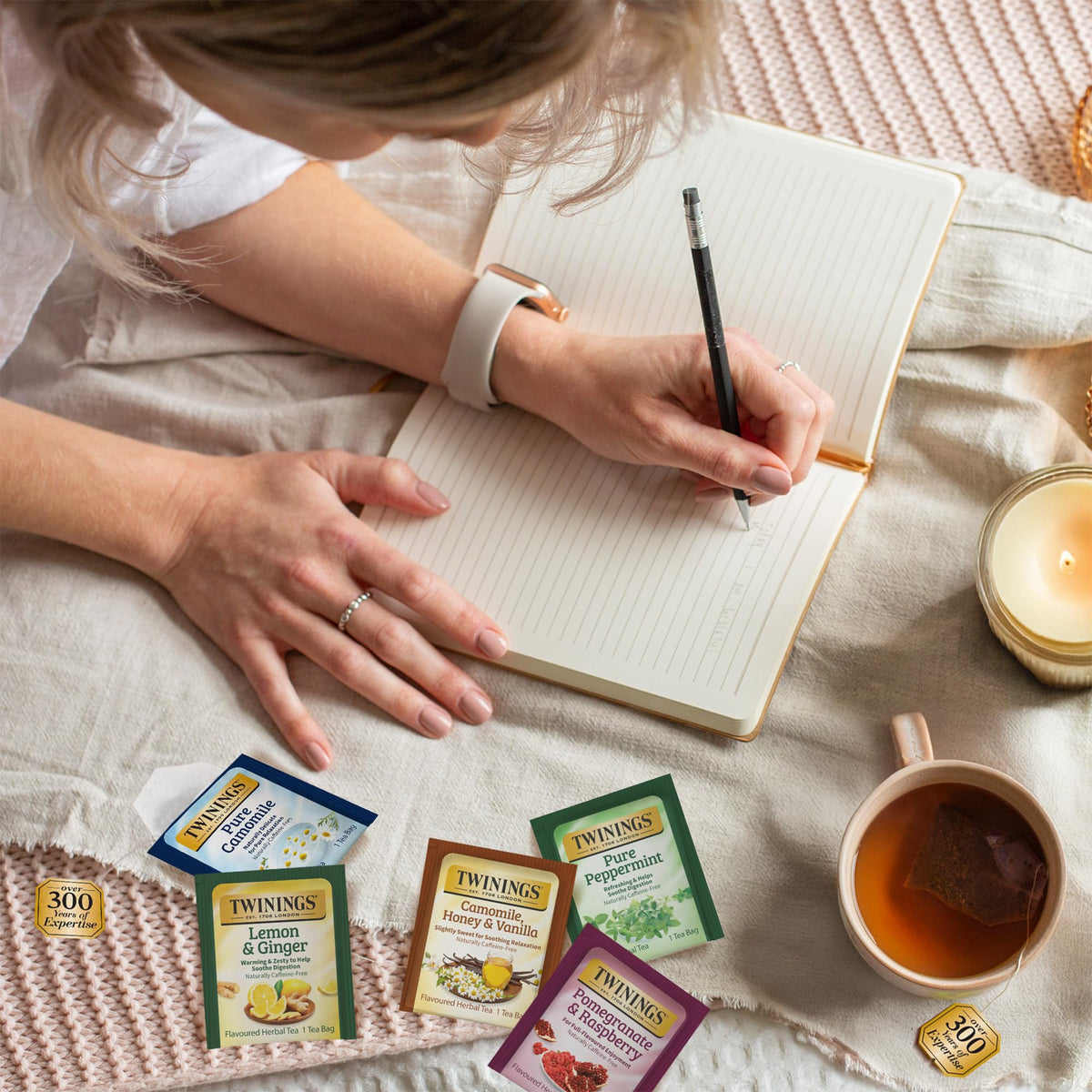 Twinings Nightly Calm tea bag to unwind at day’s end