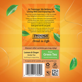 Twinings packaging highlights rooibos base and citrus-spice ingredients for cozy sipping.