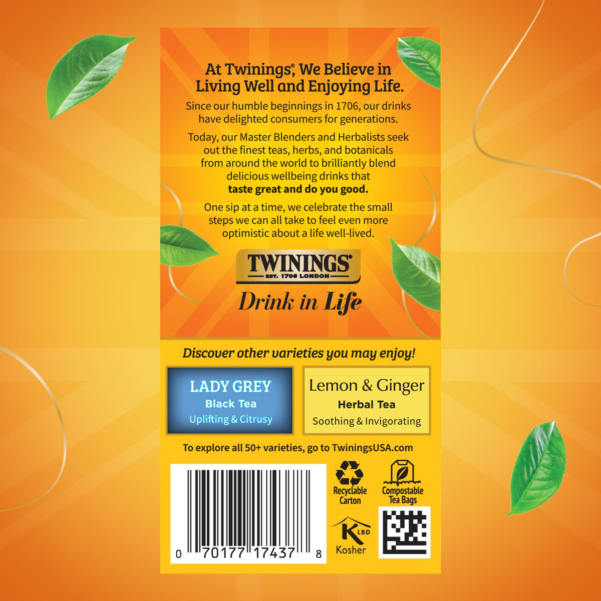 Six-box Twinings pack with twenty tea bags per box
