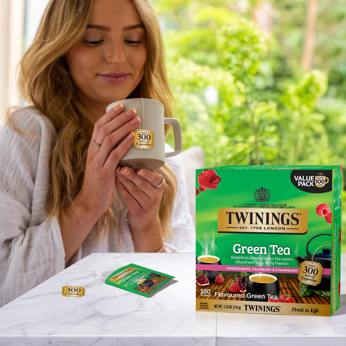 Twinings pan-fired green leaves preserve vibrant color and distinctive flavor.