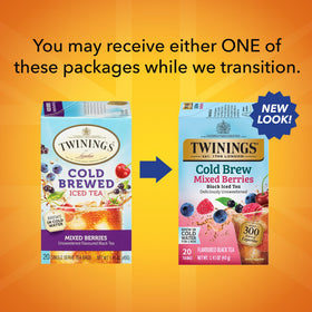 Twinings Peach black tea bag highlighting peach flavor for iced tea.