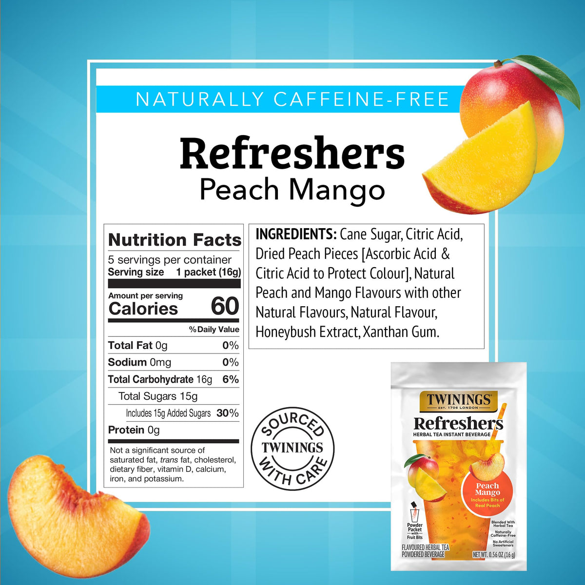 Twinings Peach Mango lemonade mixer idea for a bright, refreshing drink