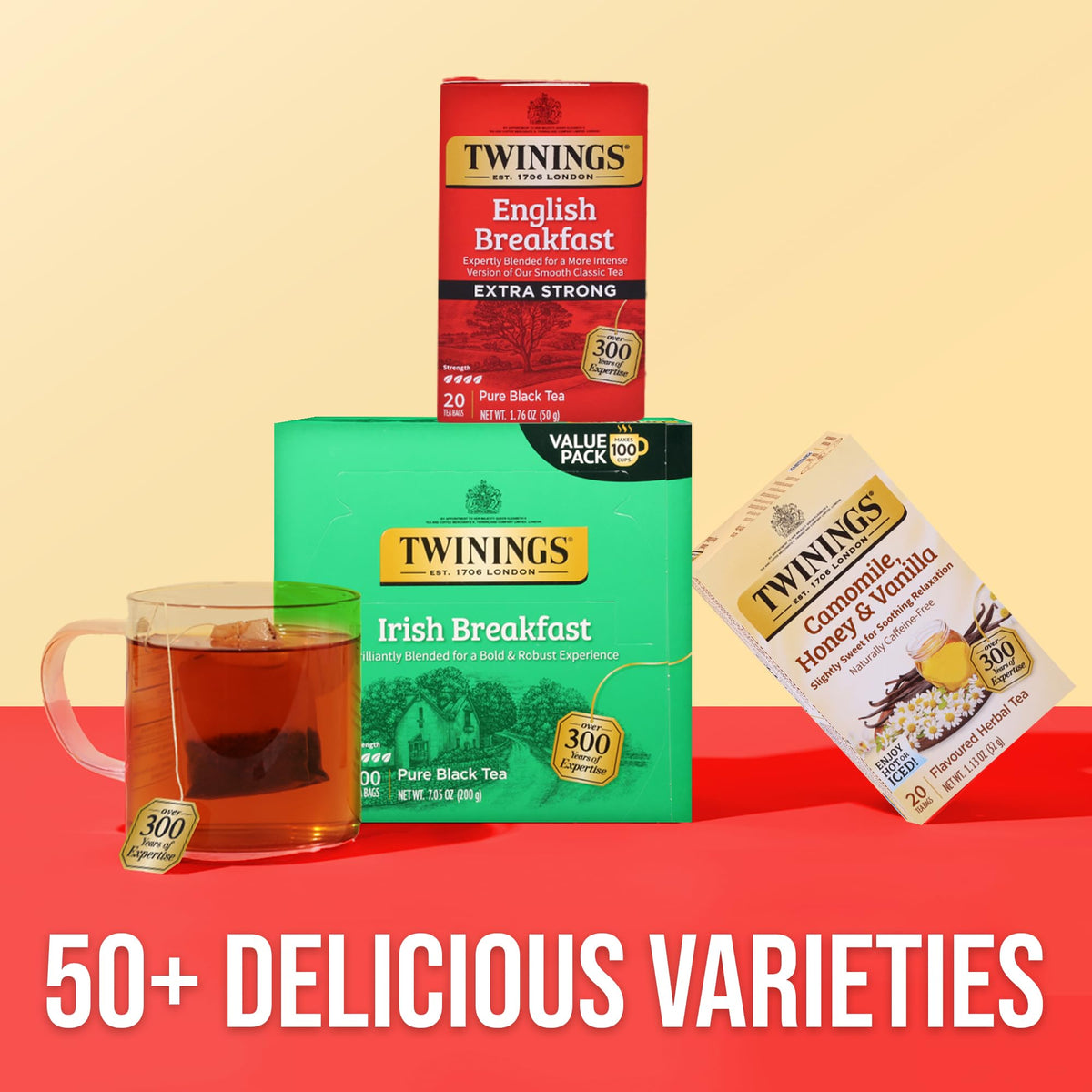 Pouring Twinings tea into a mug reveals a smooth, full-bodied finish.