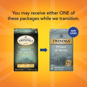 Steaming cup of Twinings Prince of Wales tea with a refined aroma for a relaxing break