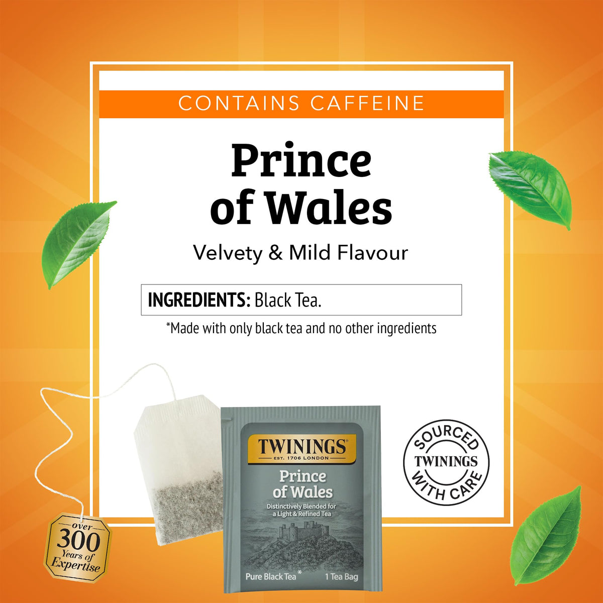 Six-box pack of Twinings Prince of Wales for on-the-go tea.