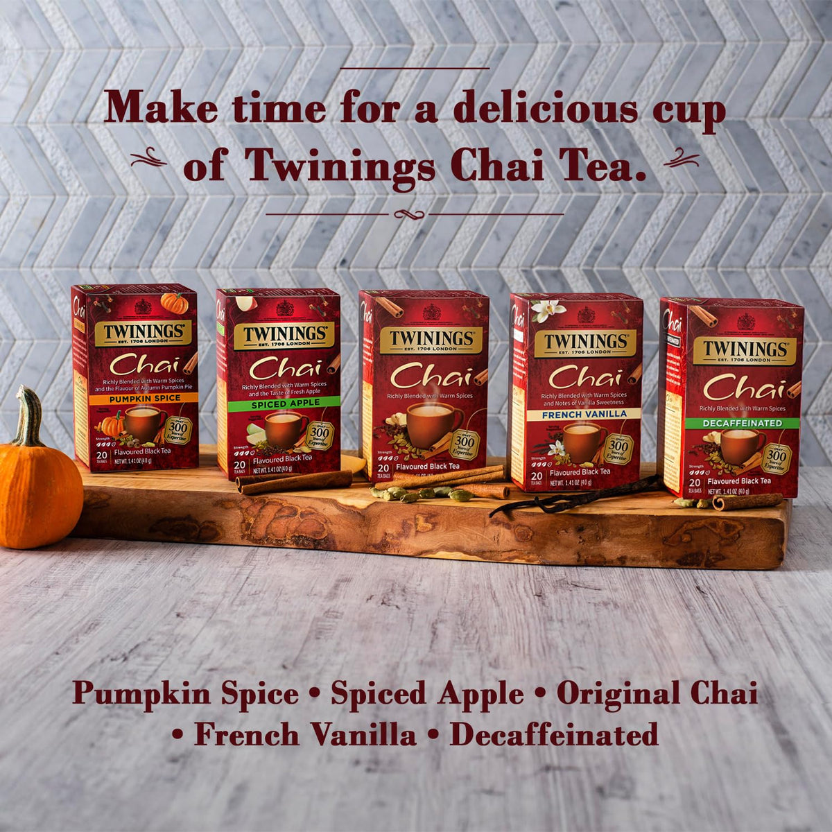 Brewing guide for Twinings Pumpkin Spice Chai yields flavorful results.
