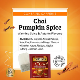 Twinings Pumpkin Spice Chai pack of six boxes ready for gifting.