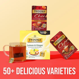 Twinings Pumpkin Spice Chai sourcing label highlighting responsible sourcing.