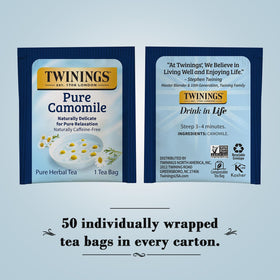 Twinings Pure Camomile cup steeping captures a gentle floral aroma.