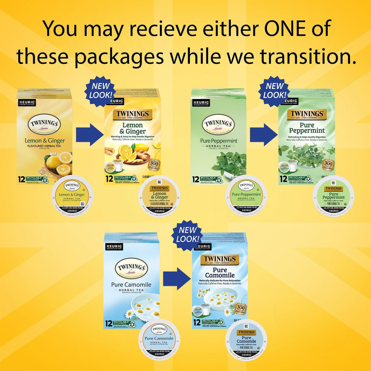 Twinings Pure Camomile K-Cup box for relaxing evenings with caffeine-free calm.