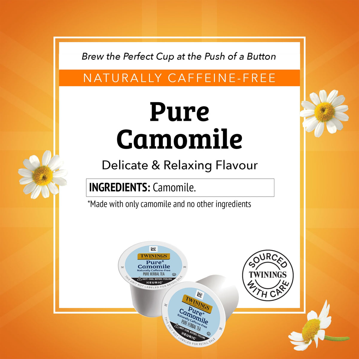 Twinings Pure Camomile K-Cup pack 24 highlights caffeine-free tea moments