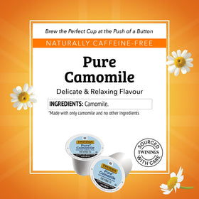 Twinings Pure Camomile K-Cup pack 24 highlights caffeine-free tea moments