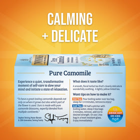 Twinings Pure Camomile Tea bags, individually sealed for fresh cups on the go.
