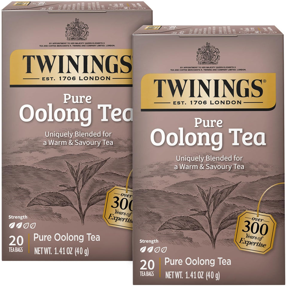 Twinings Pure Oolong Tea 2-Pack front view, convenient daily tea solution.