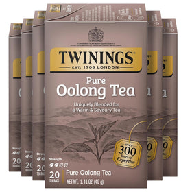 Twinings Pure Oolong tea bags on shelf for a quick daily brew.