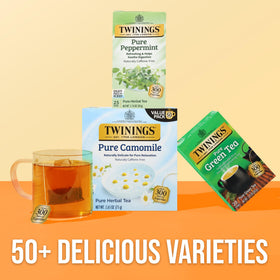 Retail display of Twinings Peppermint tea promotes a fresh, herbal craving throughout the day