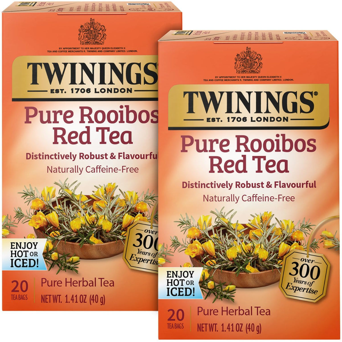 Twinings Pure Rooibos Red Tea packaging preserves freshness for peak flavor.
