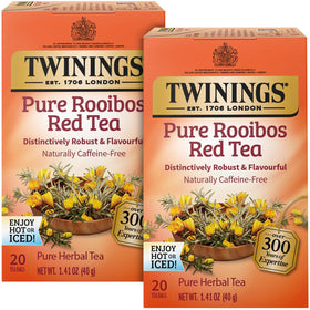 Twinings Pure Rooibos Red Tea packaging preserves freshness for peak flavor.