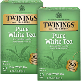 Twinings Pure White Tea Bags in a box, ready to brew a light, refreshing cup.