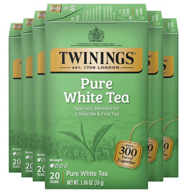 Twinings Pure White Tea bags pack6 for convenient on-the-go freshness and a light, refreshing brew.