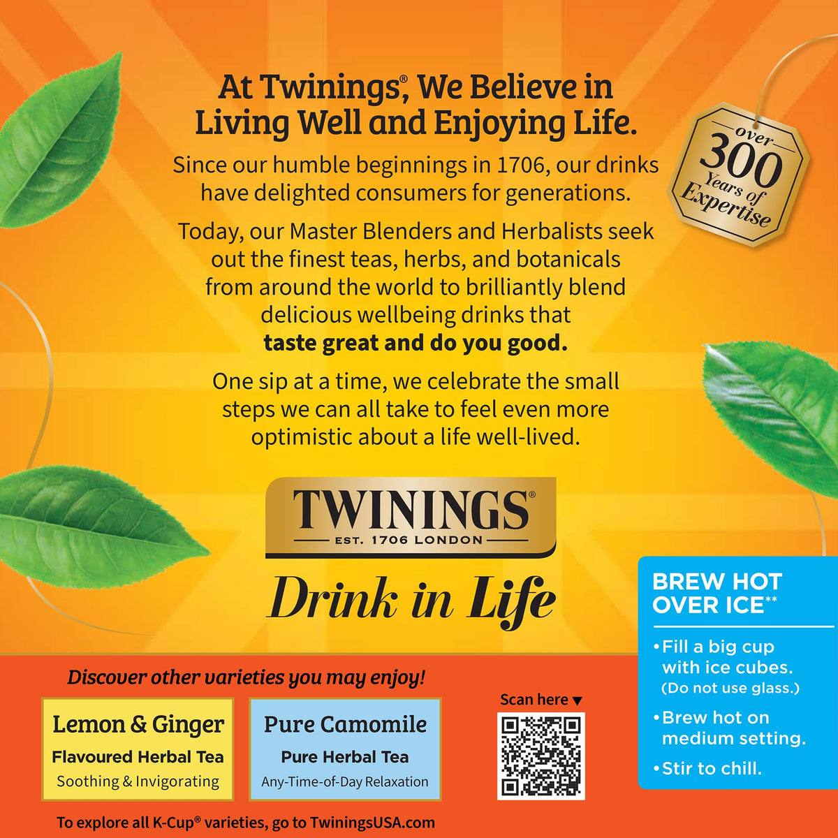 Twinings Rooibos poured over ice for a refreshing caffeine-free iced tea.