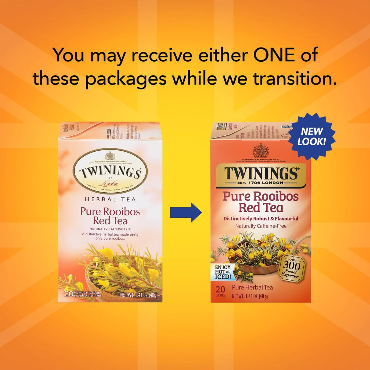 Close-up of Twinings Rooibos leaves shows natural red color.