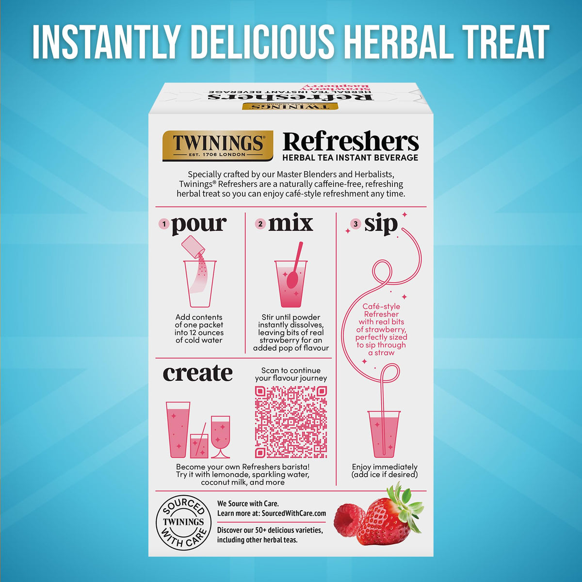 Twinings Refreshers served in a glass with straw, perfect for mix-and-match drinks