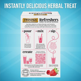 Twinings Refreshers served in a glass with straw, perfect for mix-and-match drinks