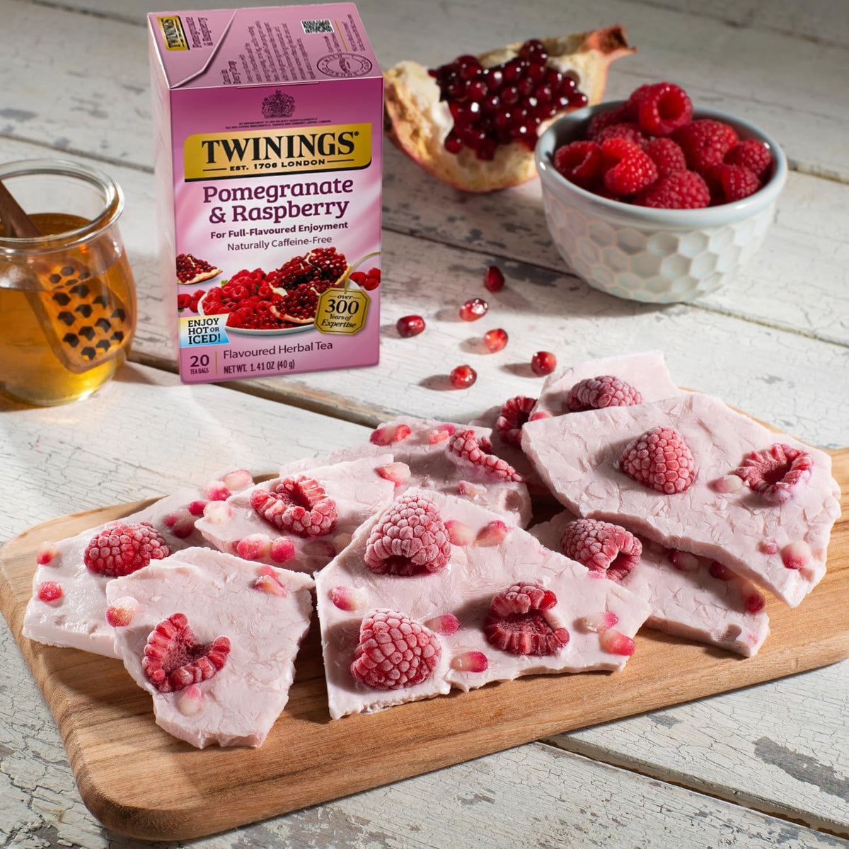 Twinings tea bags neatly displayed on shelf invite a brew.