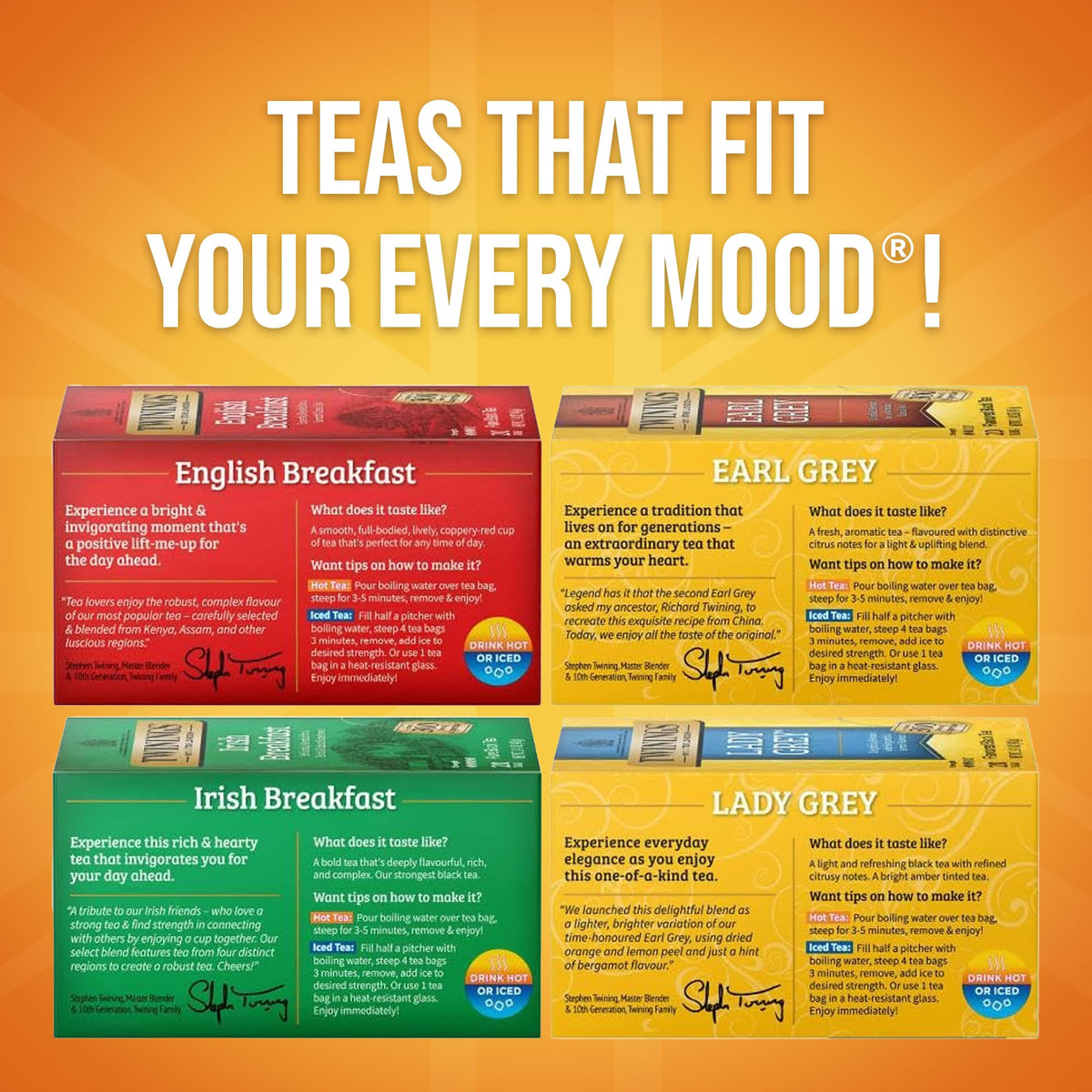 Twinings variety pack tea bags with freshness sealing for on-the-go use