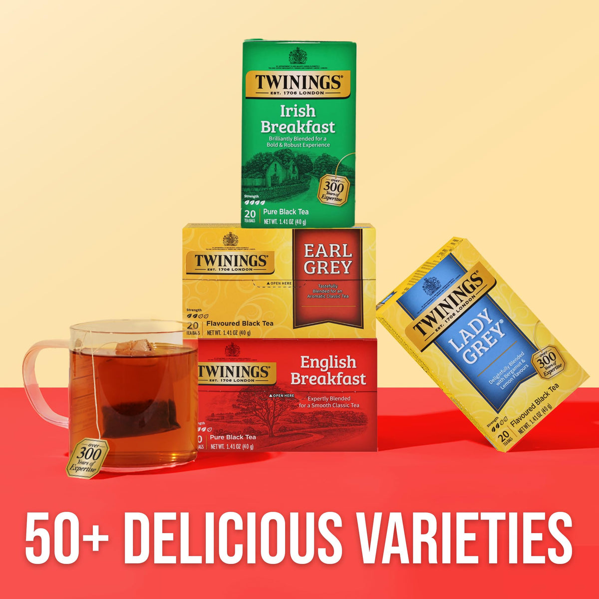 Twinings tea bags ready to brew hot or iced for any time