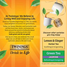 Twinings tea bags on a shelf evoke cozy mornings and relaxed evenings