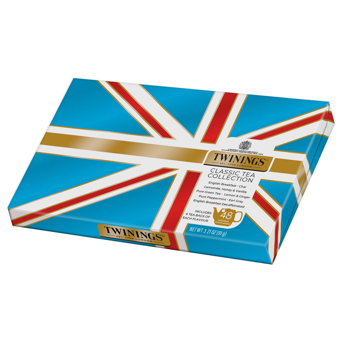 Twinings Tea Classics English Breakfast Decaf, caffeine-free evening option.
