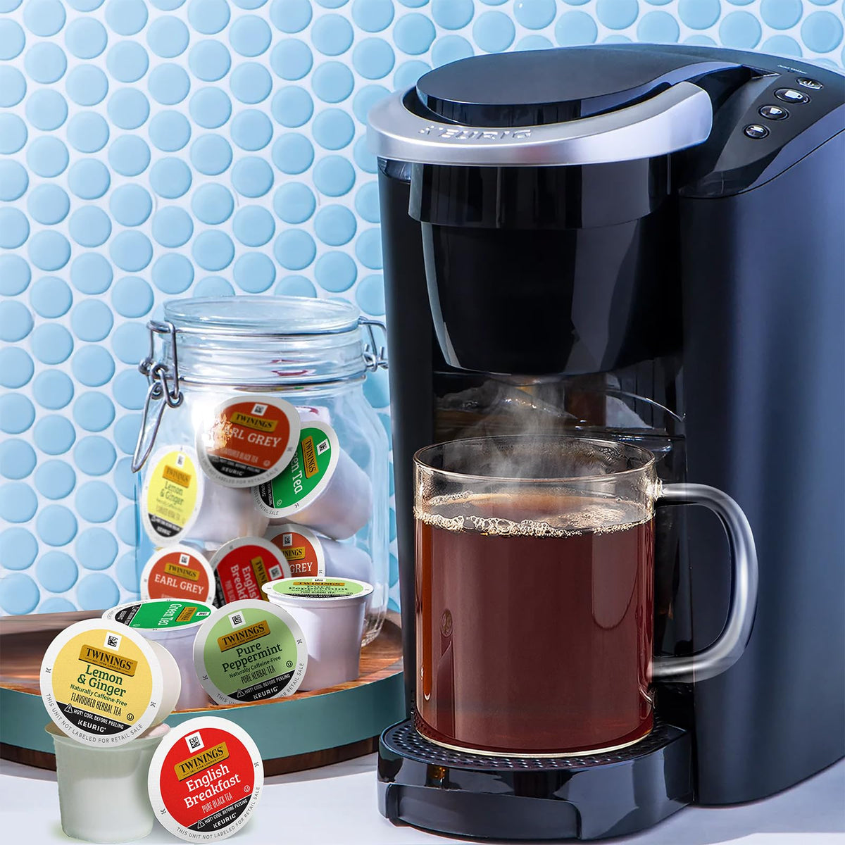 Eight-flavour display showcases variety for tea lovers and gatherings.