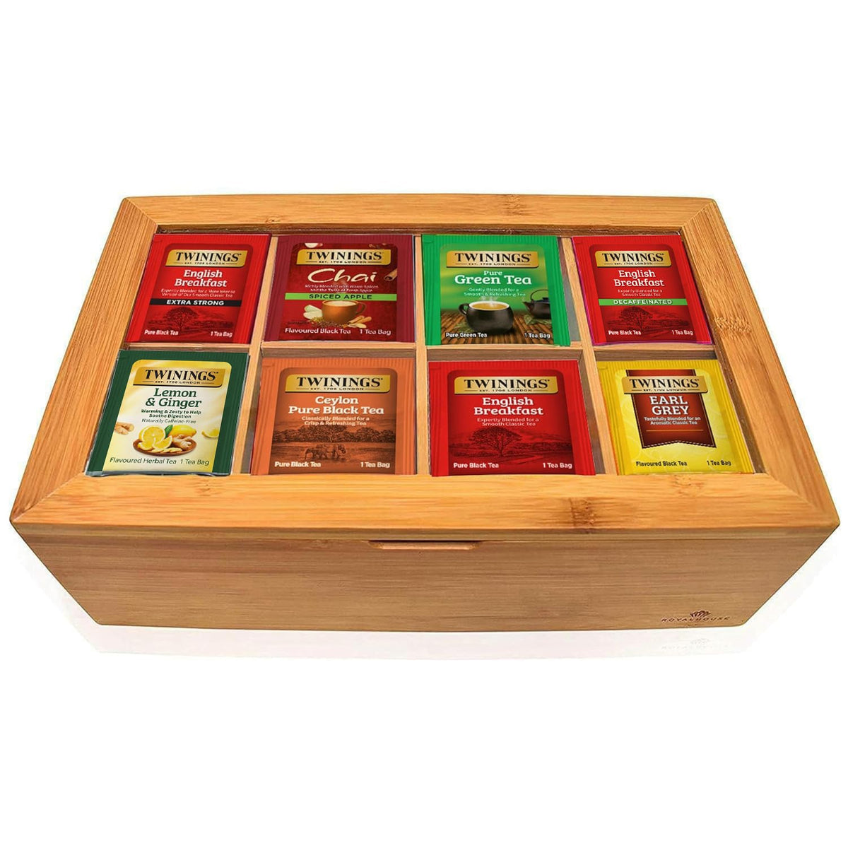 Twinings tea sampler collection shows 80 bags across 20 flavours for daily tea variety