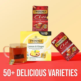 Twinings Ultra Spice Chai pack displayed on shelf for convenient selection.