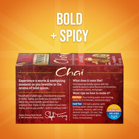 Twinings Ultra Spice Chai individually wrapped bags preserve freshness on the go.