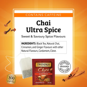 Twinings Ultra Spice Chai steaming aroma fills kitchen from cup.