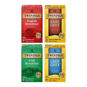 Twinings English Breakfast black tea bags in fresh sealed packaging for quick mornings