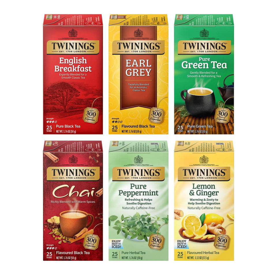 Twinings English Breakfast tea bags offer a bold morning ritual with a comforting aroma.