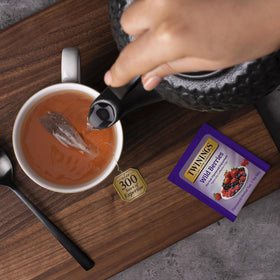 Twinings Wild Berries packaging preserves freshness for easy weekly stocking.