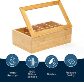 Sturdy wooden tea chest keeps collection organized and accessible