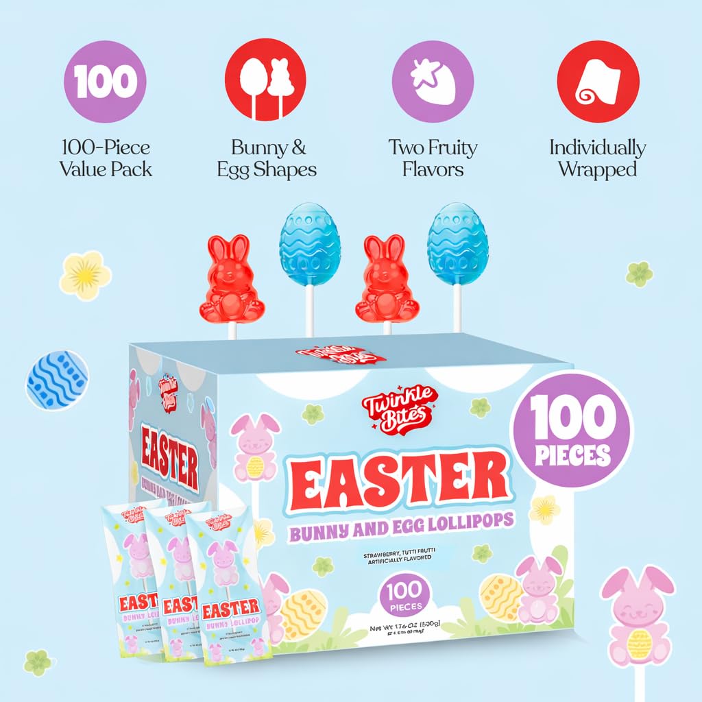 Twinkle Bites Easter lollipops egg design, perfect for Easter baskets and gifts.